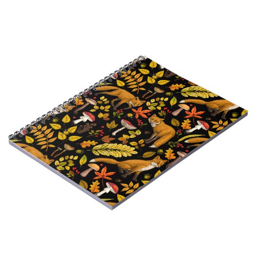 Herbstfüchse auf schwarz notizblock (Linke Seite)