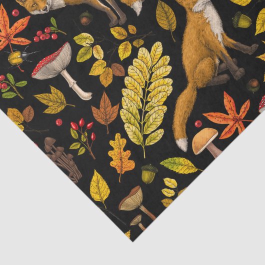 Herbstfüchse auf schwarz seidenpapier (Ausschnitt)