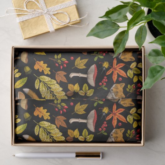 Herbstfüchse auf schwarz seidenpapier (Geschenk)