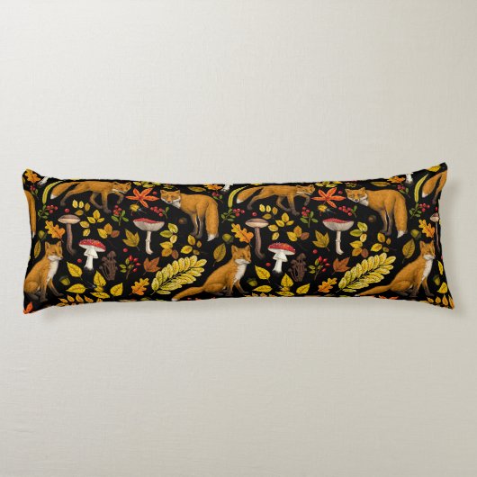 Herbstfüchse auf schwarz seitenschläferkissen (Rückseite)