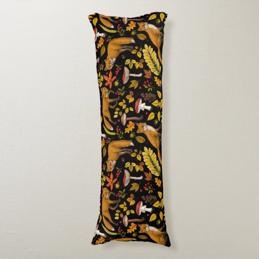 Herbstfüchse auf schwarz seitenschläferkissen (Vorderseite Vertikal)