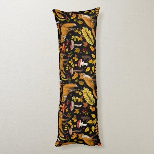 Herbstfüchse auf schwarz seitenschläferkissen (Rückseite (Vertikal))