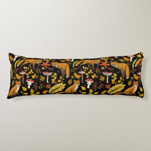 Herbstfüchse auf schwarz seitenschläferkissen (Vorderseite)