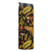Herbstfüchse auf schwarz thermosbecher (Nach rechts gedreht)