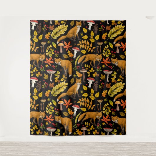 Herbstfüchse auf schwarz wandteppich (Vorderseite)