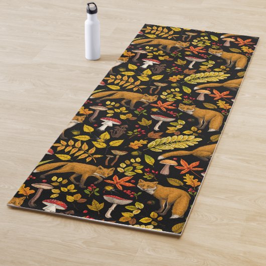 Herbstfüchse auf schwarz yogamatte (Beispiel)
