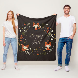 Herbstfüchse mit anpassbarem Text  Fleecedecke
