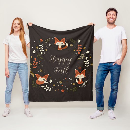 Herbstfüchse mit anpassbarem Text Fleecedecke (Beispiel)