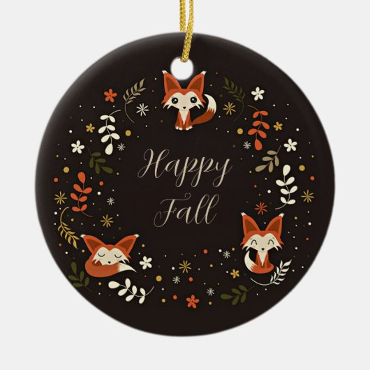 Herbstfüchse mit anpassbarem Text Keramik Ornament (Vorne)