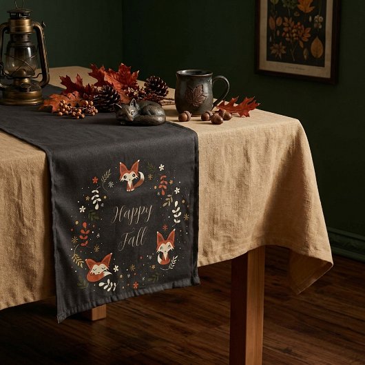 Herbstfüchse mit anpassbarem Text  Kurzer Tischläufer