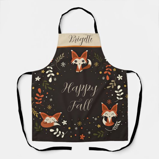 Herbstfüchse mit anpassbarem Text personalisiert Schürze (Vorderseite)