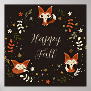 Herbstfüchse mit anpassbarem Text Poster