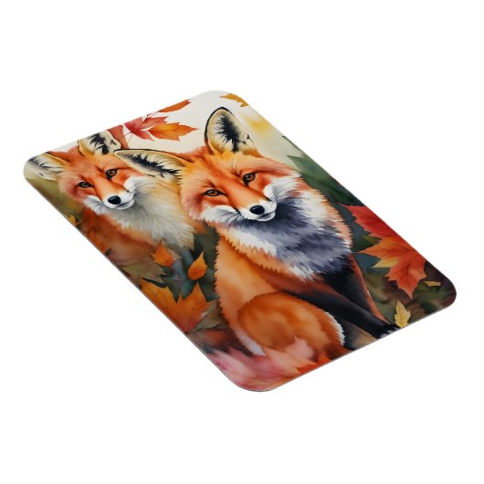 Herbstfüchse Wasserfarbe Magnet (Rechte Seite)