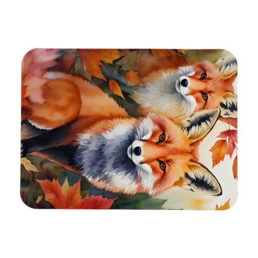 Herbstfüchse Wasserfarbe Magnet (Horizontal)