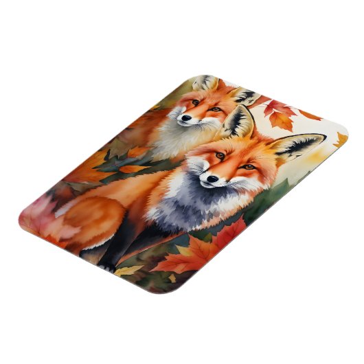 Herbstfüchse Wasserfarbe Magnet (Linke Seite)