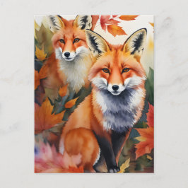 Herbstfüchse Wasserfarbe Postkarte
