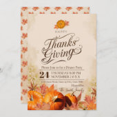 Herbstgang Erntedank Abendessen Party Einladung (Vorne/Hinten)