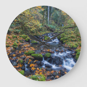 Herbstgänge entlang Gorton Creek Große Wanduhr