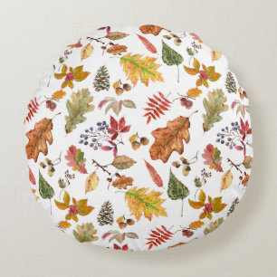 Herbstgänge mit Acorn und Wilden Berries Nahtlos Rundes Kissen