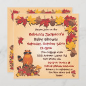 Herbstgänge mit Raccoon Babydusche laden ein Einladung (Vorne/Hinten)