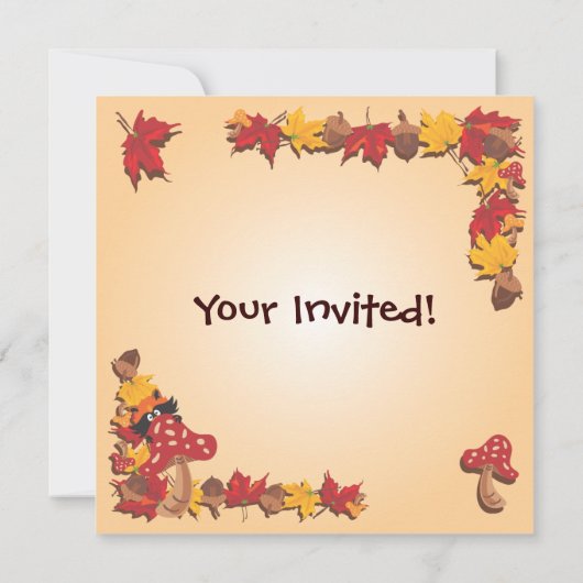 Herbstgänge mit Raccoon Babydusche laden ein Einladung (Rückseite)