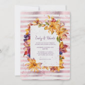 Herbstgarnitur Rahmen rosa Streifen Hochzeit Einladung (Vorderseite)