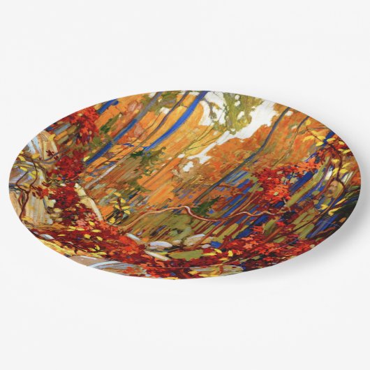 Herbstgarten, berühmtes Gemälde, Pappteller (Schrägansicht)