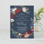 Herbstgarten | Blue Wedding Einladung (Stehend Vorderseite)