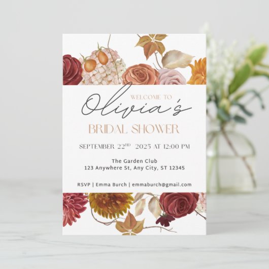 Herbstgarten Blumendusche Einladung (Stehend Vorderseite)