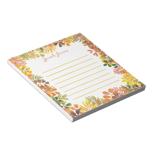 Herbstgarten Botanische Aquarellfarben Blätter Lin Notizblock (angewinkelt)