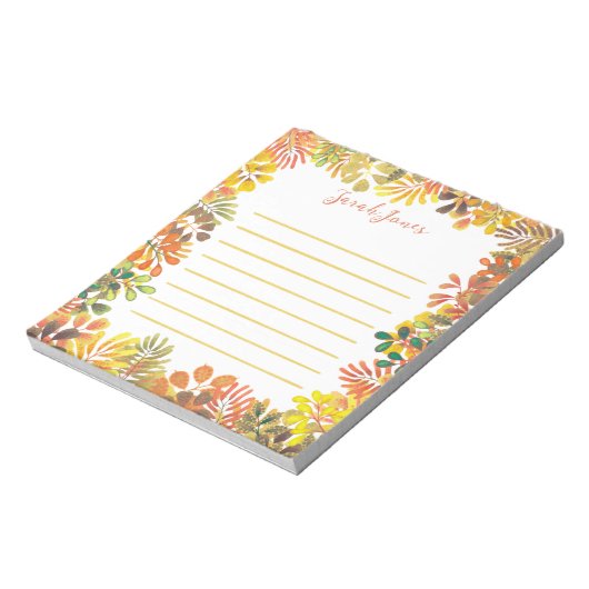 Herbstgarten Botanische Aquarellfarben Blätter Lin Notizblock (Rotiert)
