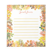 Herbstgarten Botanische Aquarellfarben Blätter Lin Notizblock (Vorderseite)