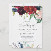 Herbstgarten | Burgund die Hochzeit von Einladung (Vorderseite)