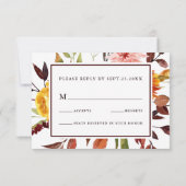 Herbstgarten Burgund Wasserfarbe Hochzeit RSVP Karte (Rückseite)
