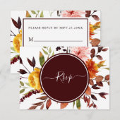 Herbstgarten Burgund Wasserfarbe Hochzeit RSVP Karte (Vorne/Hinten)