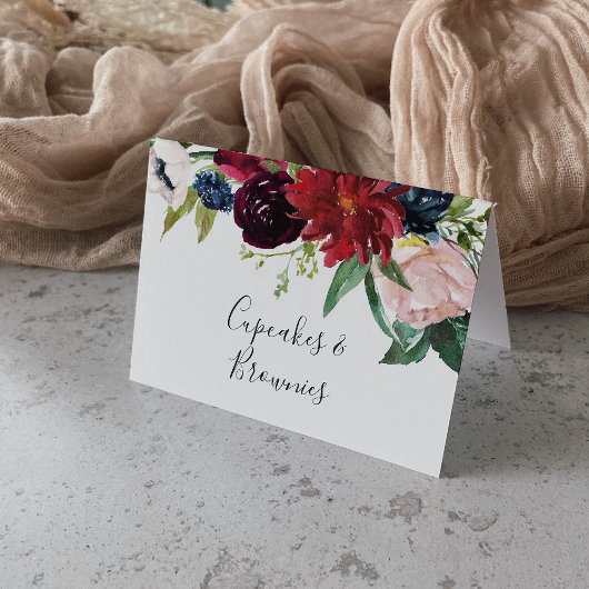 Herbstgarten | Burgundy Buffet Food Labels Tischnummer