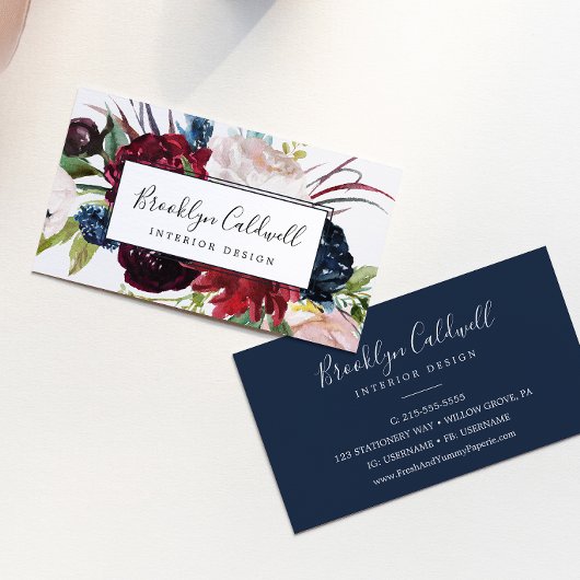 Herbstgarten | Burgundy Business Card Visitenkarte