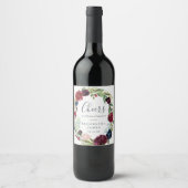 Herbstgarten Burgundy Cheers Hochzeitweilige Weinm Weinetikett (Vorderseite)