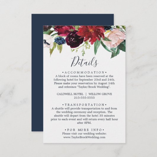 Herbstgarten | Burgundy Details Umschließungskarte Begleitkarte (Vorne/Hinten)