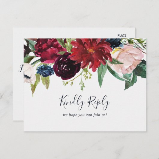 Herbstgarten | Burgundy Menu Choice UAWG Postcard Einladungspostkarte (Vorne/Hinten)