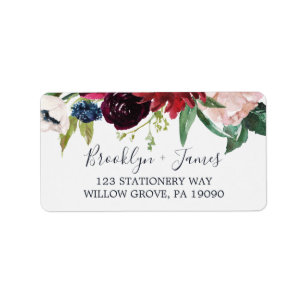 Herbstgarten Burgundy UAWG Address Labels Adressaufkleber