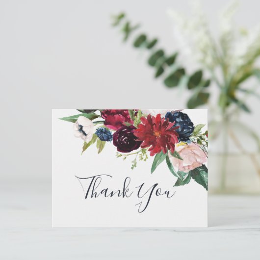 Herbstgarten | Burgundy Vielen Dank Postcard Postkarte (Stehend Vorderseite)