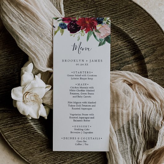 Herbstgarten | Burgundy Wedding Dinner Menu Menükarte