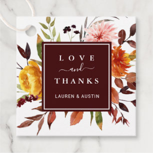 Herbstgarten Burgundy Wedding Vielen Dank Geschenkanhänger