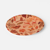 Herbstgarten Collage rustikale Herbstorange Vintag Pappteller (Schrägansicht)