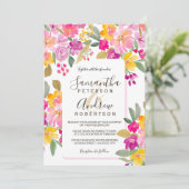 Herbstgarten Hochzeit mit blühenden Wasserfarben Einladung (Stehend Vorderseite)