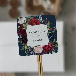 Herbstgarten | Hochzeitsfahrer der Marine Quadratischer Aufkleber