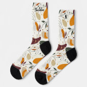 Herbstgarten in Creme, Burgund und Senf Socken (Linkes Detail)