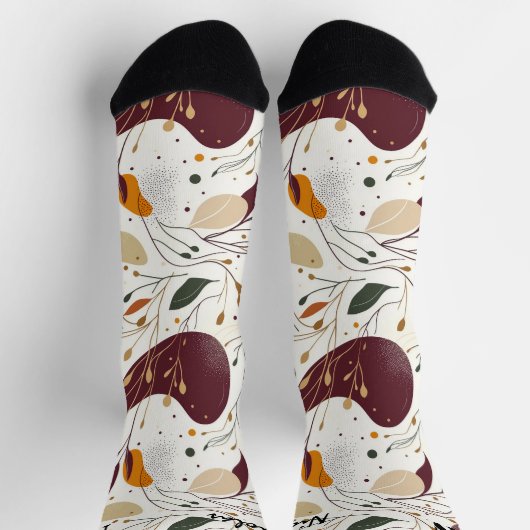 Herbstgarten in Creme, Burgund und Senf Socken (Oben)
