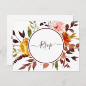 Herbstgarten Marsala Hochzeit Wasserfarbe RSVP Postkarte (Vorne/Hinten)